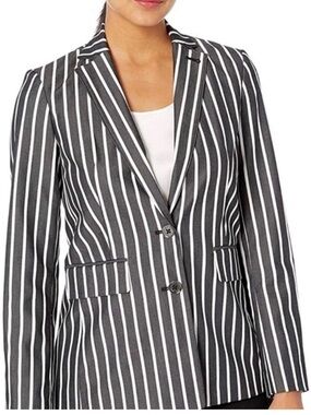 Karl Lagerfeld Paris Striped Blazer Jacket Women’s 10 Black White Cotton Blend